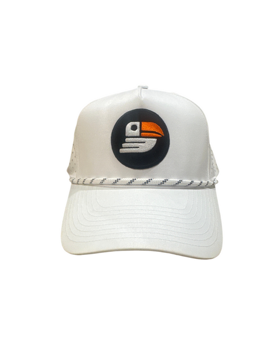 Snapback Performance Hat w/rope- White