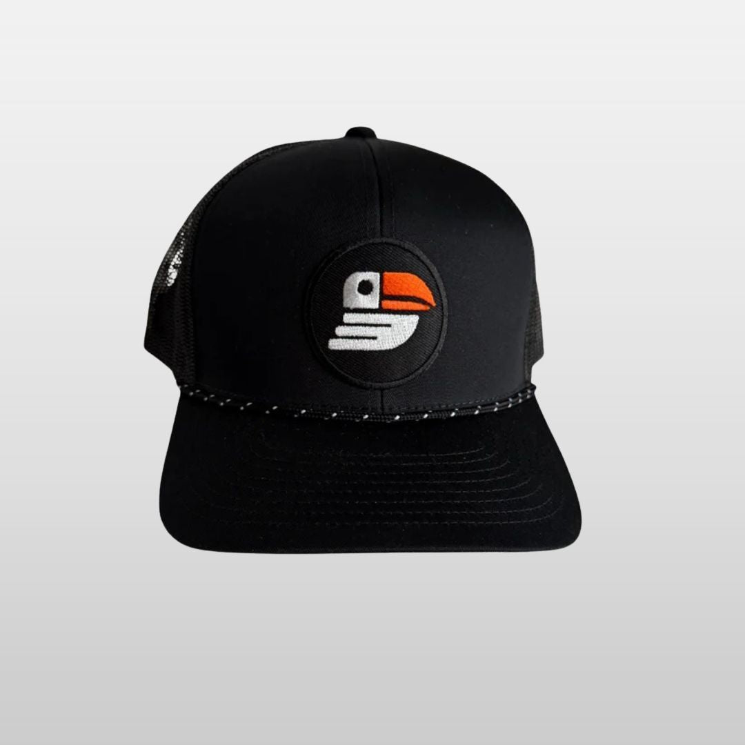 Midnight Bird Golf Trucker Hat w/ Rope (Black)