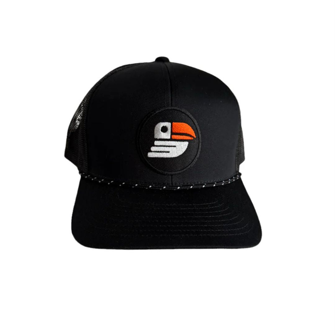 Midnight Bird Golf Trucker Hat w/ Rope (Black)