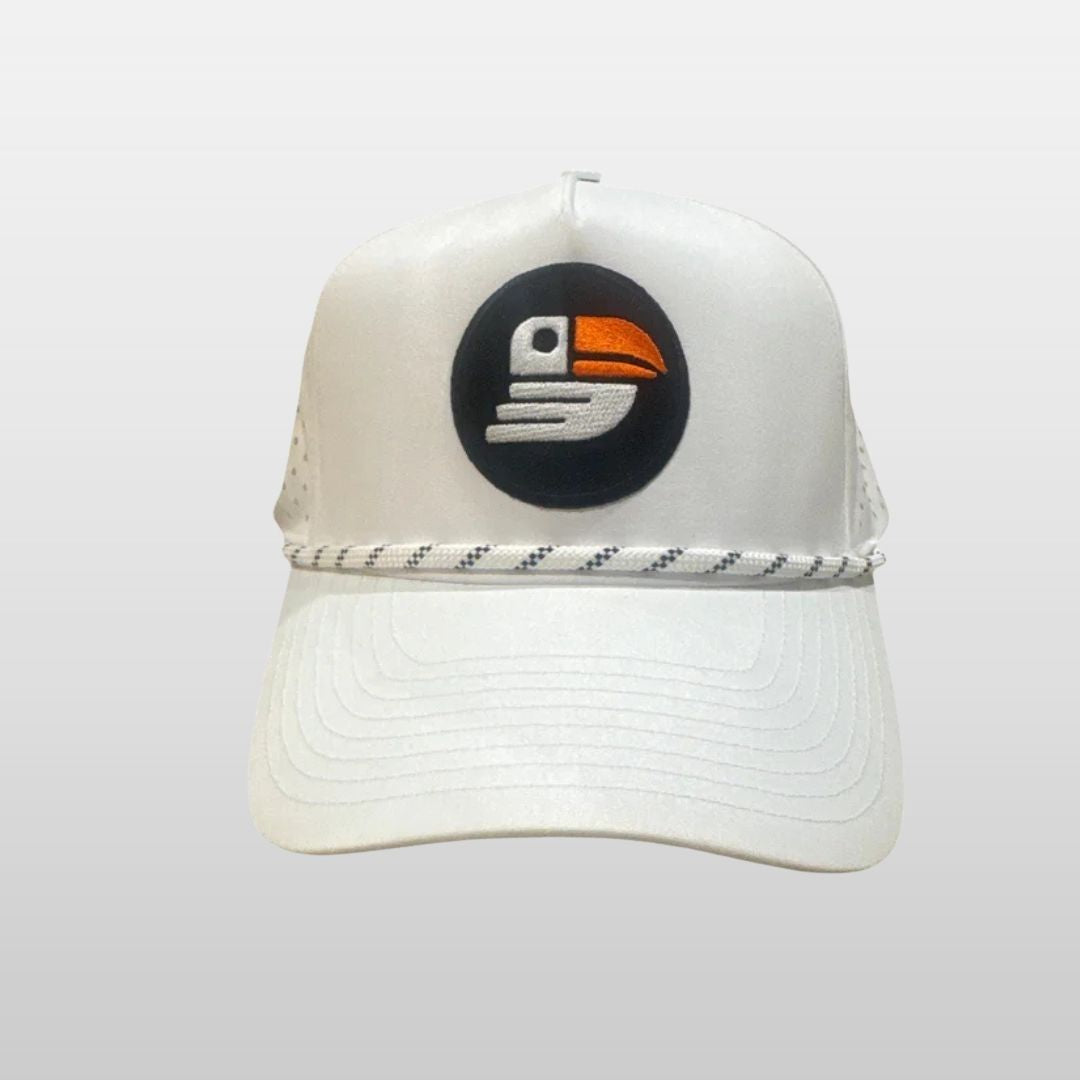 Snapback Performance Golf Hat w/ Rope (White)