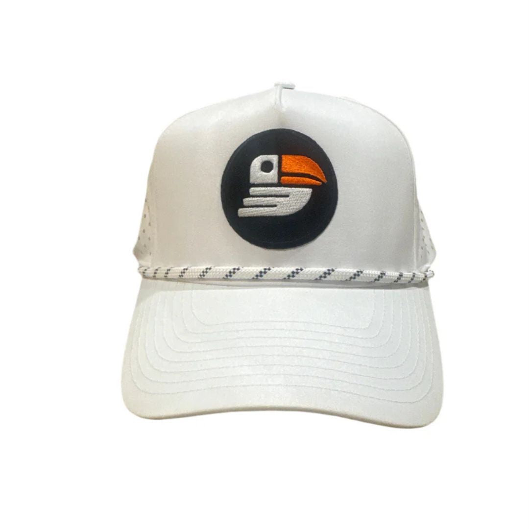 Snapback Performance Golf Hat w/ Rope (White)