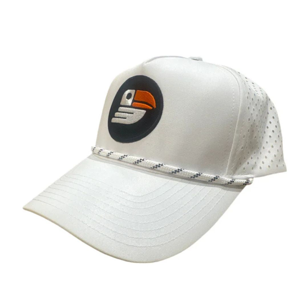 Snapback Performance Golf Hat w/ Rope (White)