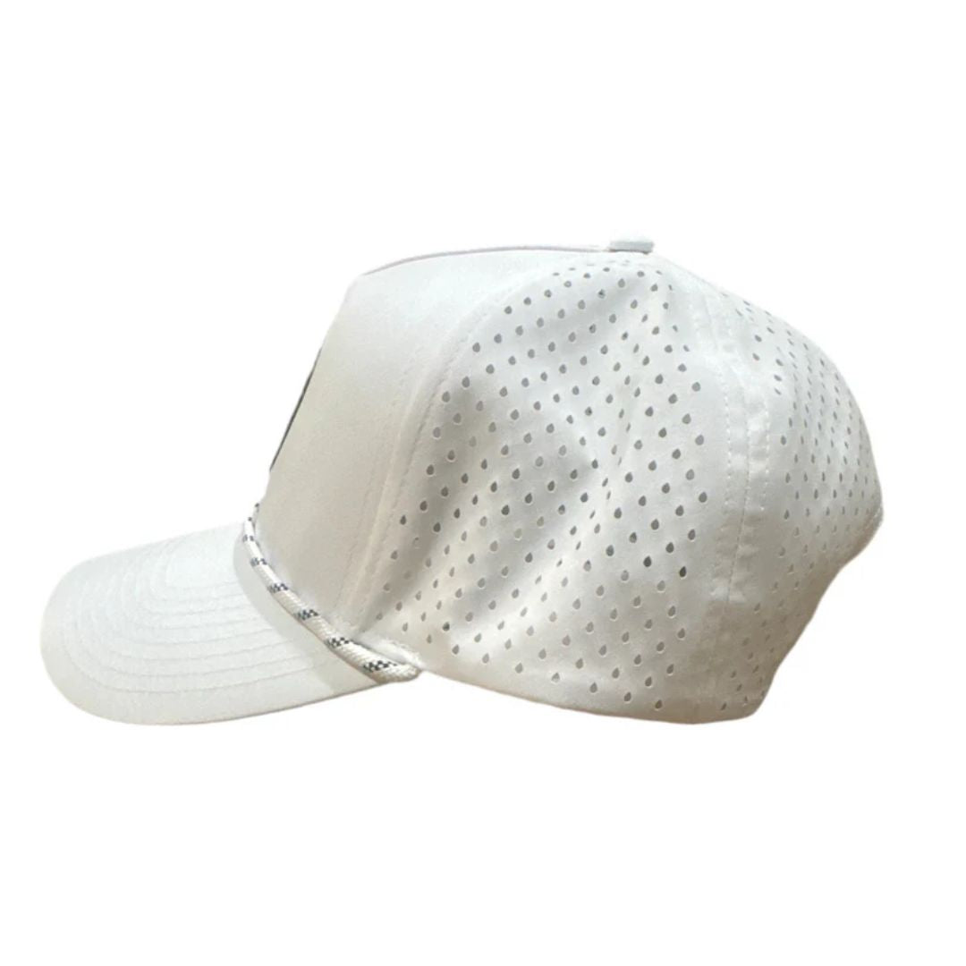 Snapback Performance Golf Hat w/ Rope (White)
