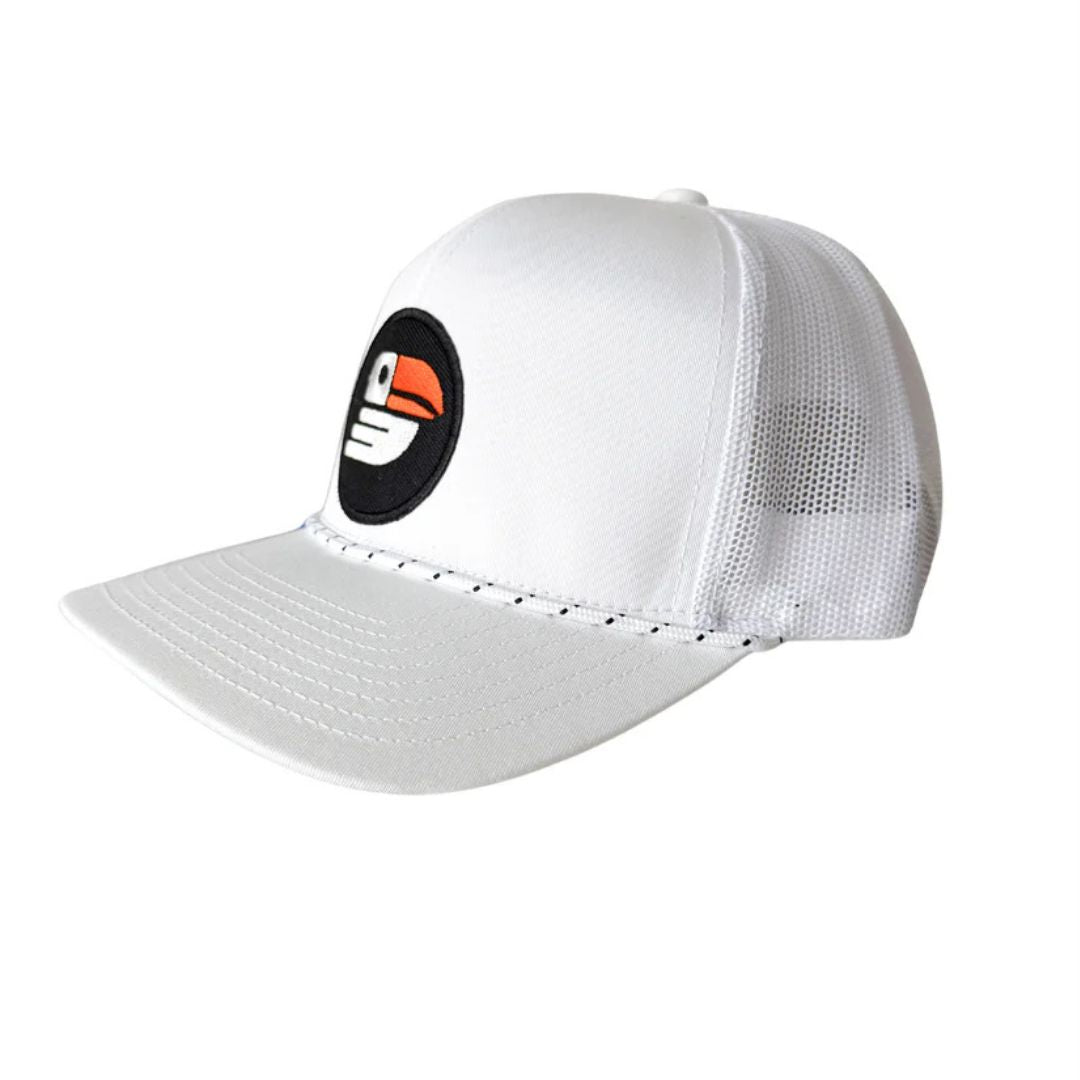 Snapback Golf Trucker Hat w/ Rope (White)