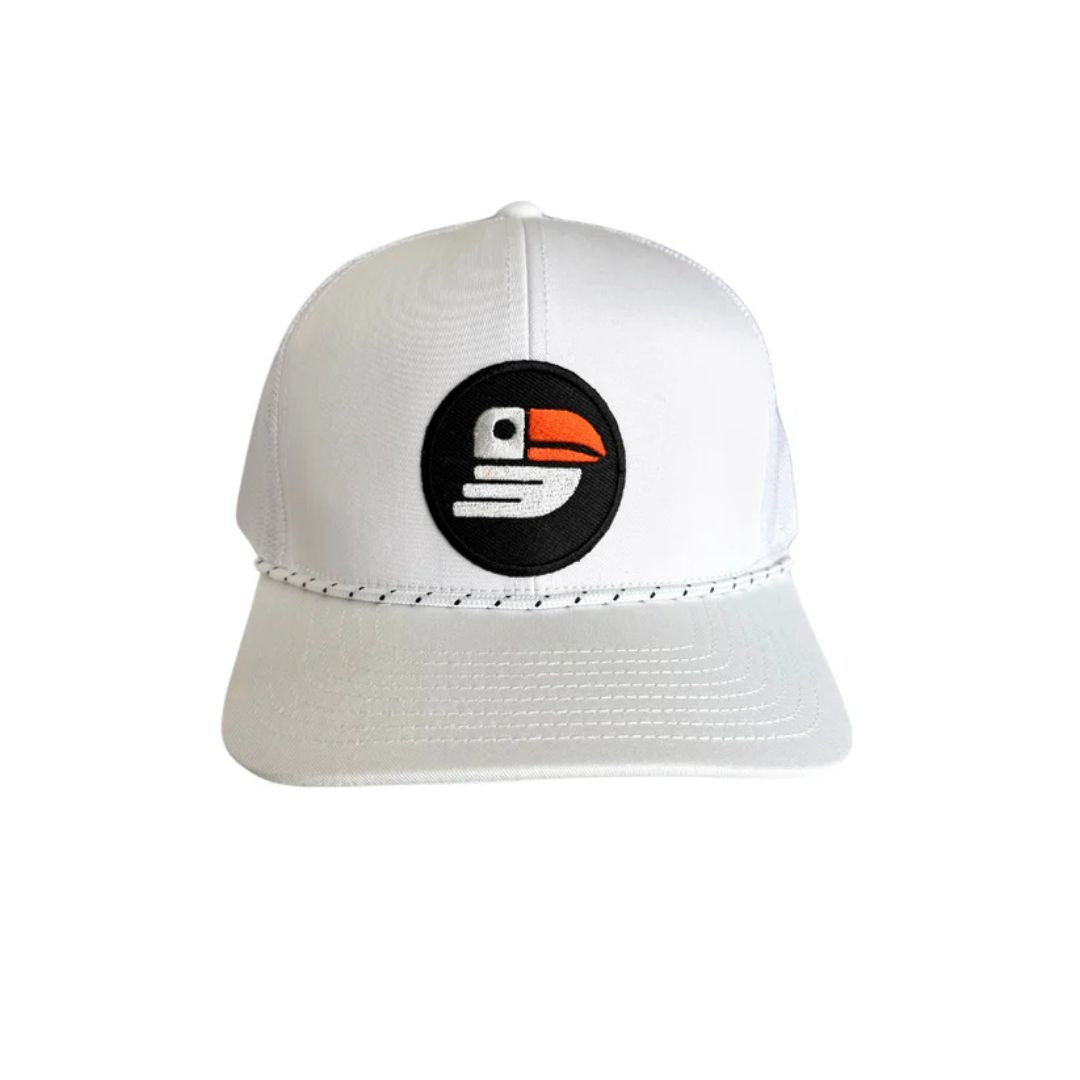 Snapback Golf Trucker Hat w/ Rope (White)