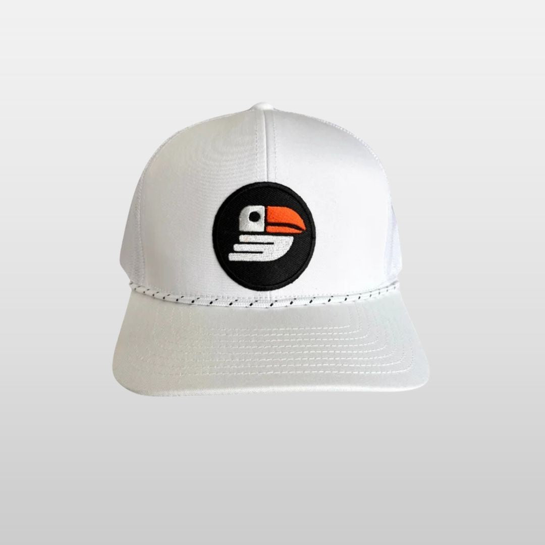 Snapback Golf Trucker Hat w/ Rope (White)